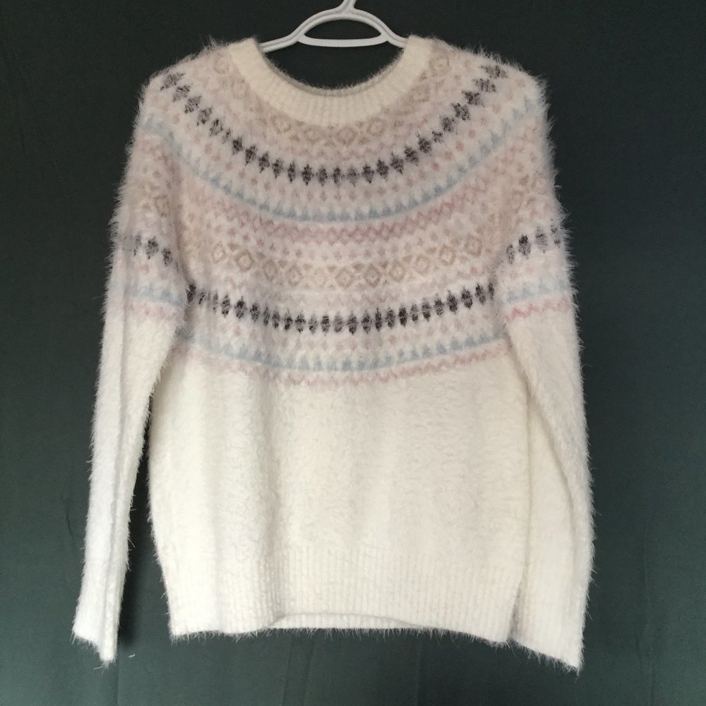 Super soft fair isle cream crew neck sweater unbranded measures  18" pit to pit